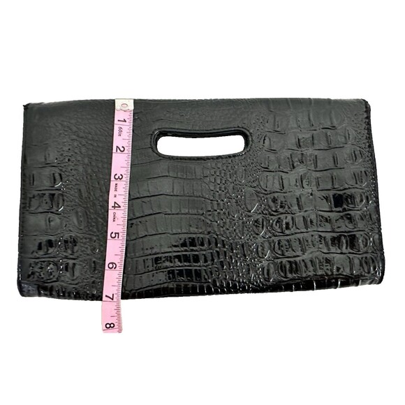 Nine West Envelope Style Clutch Y2K Black Croc Texture Bag Card Pockets 12"x7" - Picture 6 of 7